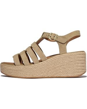 Fitflop Platfforms Espadrille Suede Fisherman Wedge Sandals - Natural