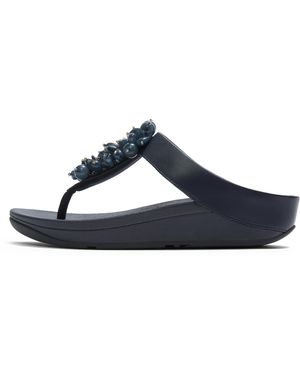 Fitflop Fino Bead-Cluster Toe-Post Sandals - Blue