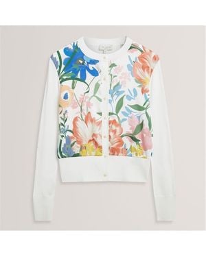 Ted Baker Printed Button Through Cardigan - Blue