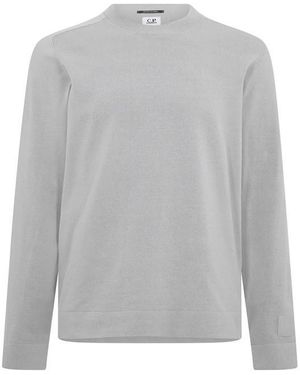 CP COMPANY METROPOLIS Knitted Crew Neck Jumper - Grey