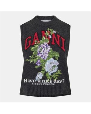 Ganni Rose Wool Vest - Blue