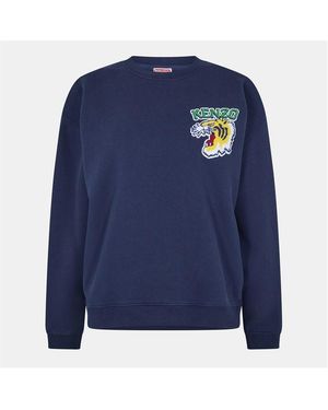 KENZO Varsity Relaxed Fit Crew Sweatshirt - Blue