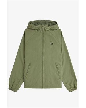 Fred Perry Taslan Hooded Shell Rain Anorak - Green