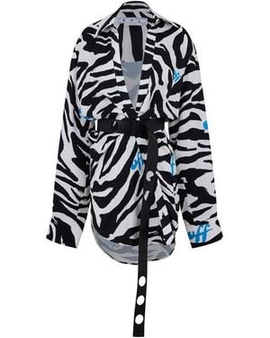 Off-White c/o Virgil Abloh Zebra Print Midi Dress - Black
