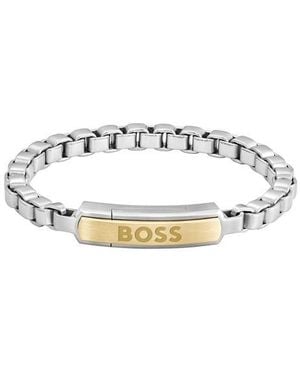 BOSS Devon Box Chain Magnetic Closure Bracelet - Metallic