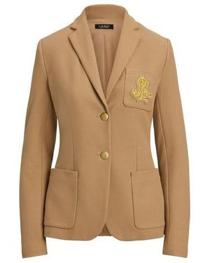 Ralph Lauren Anfisa Cotton Long Sleeve Monogram Blazer - Natural