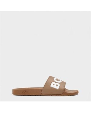 BOSS Comfy Slider Sandals With Logo Detail (Aryeh) - Brown