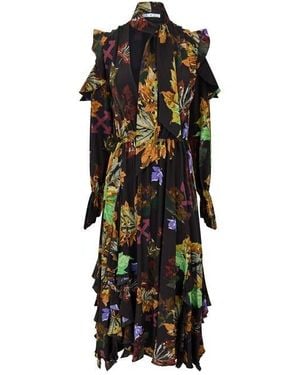 Off-White c/o Virgil Abloh Leaves Romantic Maxi Dress, Romantic Style - Black