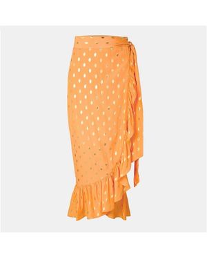 Never Fully Dressed Fleck Jaspre Textured Wrap Skirt - Orange
