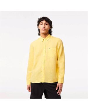 Lacoste Long Sleeve Linen Shirt - Yellow