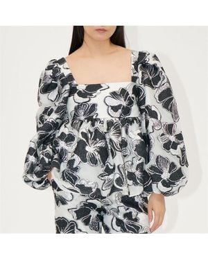 Stine Goya Square Neck Long Sleeve Top - Grey