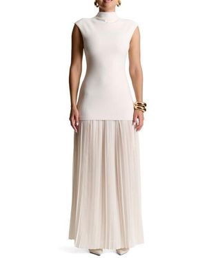 Naked Wardrobe Pleated Sleeveless Maxi Dress - White