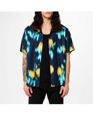 Lanvin Blurred Floral Print Bowling Shirt - Black