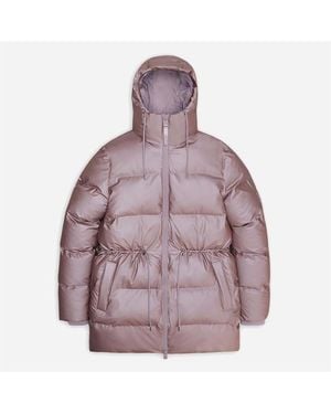 Rains Alta Water Resistant Lightweight Long Puffer Jacket - Purple