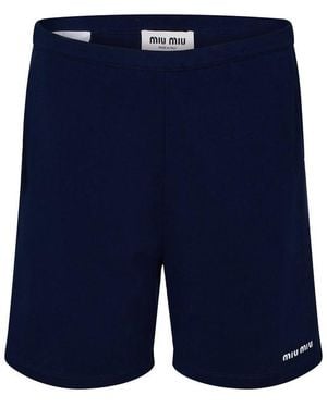 Miu Miu Soft Fleece Jogger Shorts - Blue