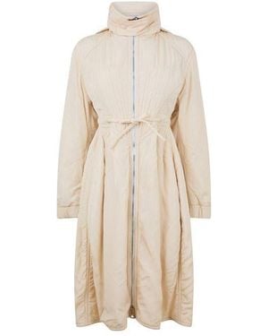 Bottega Veneta Mid-Length Hooded Long Sleeve Full Zip Parka - Natural