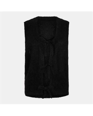 Ganni Tie String Knitted Jumper Vest - Black