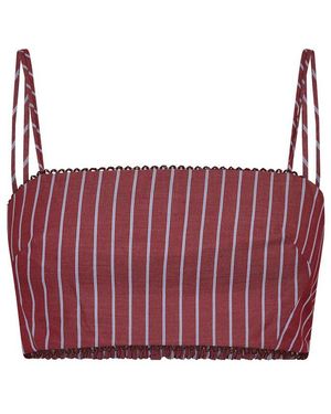 ANDAMANE Carrie Smock Crop Bandeau Top - Red