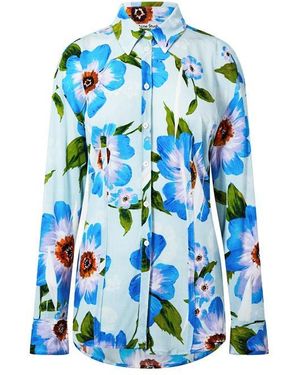 Acne Studios Suri Long Sleeve Patterned Relaxed Fit Shirt - Blue