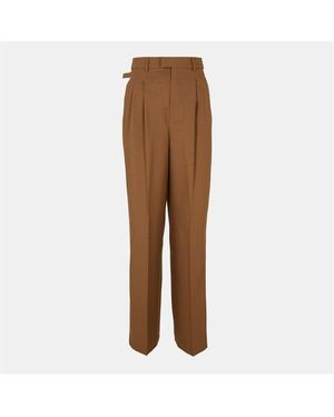 Ami Paris High Waisted Wide Leg Trousers - Brown