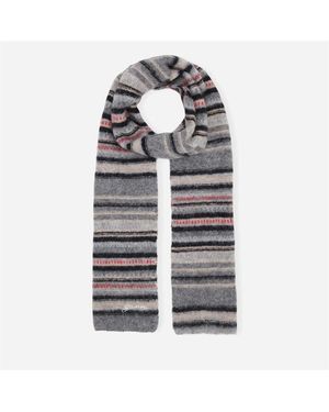 Ganni Stripe Midweight Scarf - Grey