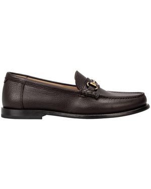 BOSS Leather Slip-On Loafers With Emed Logo (Tevan) - Brown