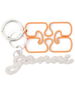 Ganni Strass Sgnture Keyring - Orange