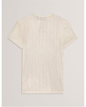 Ted Baker Metallic Slim Fit T-Shirt - Natural