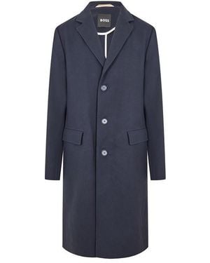 BOSS C-Hyde-Flaps Overcoat - Blue