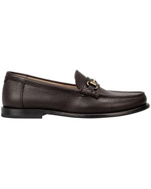BOSS Leather Slip-On Loafers With Emed Logo (Tevan) - Brown