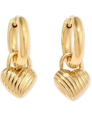 D.Louise Mini Ridged Heart Huggie Earrings - Metallic