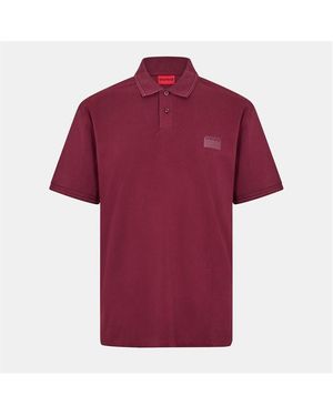 HUGO Delastolo Cotton Short Sleeve Polo Shirt - Red