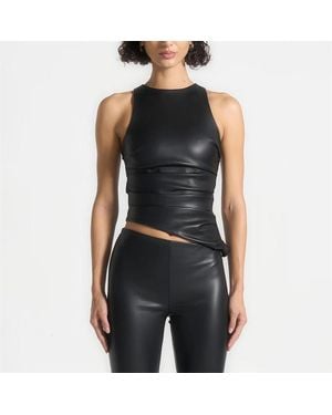 Manière De Voir Asymmetric Tacked Racer Top - Black