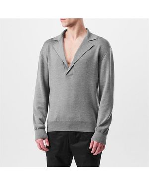 Dolce & Gabbana Wool V-Neck Jumper With Dg Embroidery - Grey