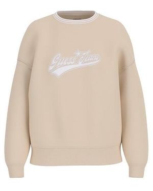Guess Star Cotton Crew Sweatshirt - Natural