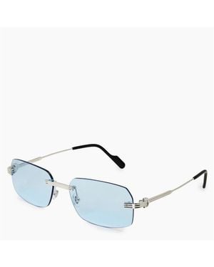 Cartier Ct0271S Rimless Rectangular Sunglasses - Blue
