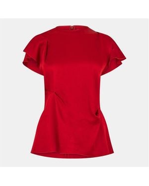 Victoria Beckham Short Sleeve Blouse - Red