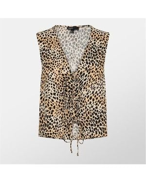 Nobody's Child Leopard Print Tie Front Tessa Top - Metallic