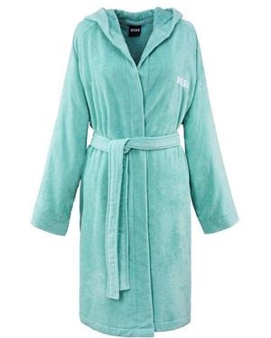 HUGO Plain Hooded Robe - Blue