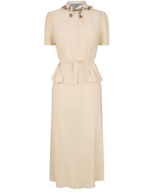 Prada Midi Dress Ld64 - Natural