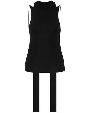 St. Agni Scarf Detailed Knitted Top - Black
