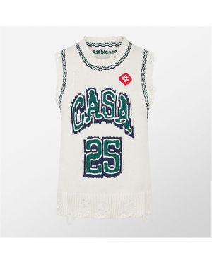 CASABLANCA Baseball Knitted Crew Neck Jumper - Blue