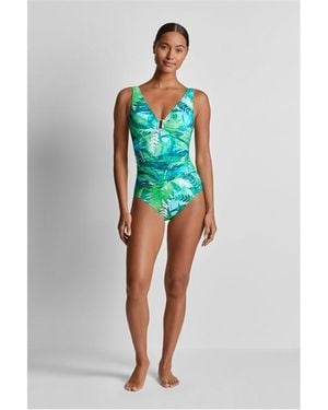 Ralph Lauren Ring Detail Plunge Swimsuit - Blue
