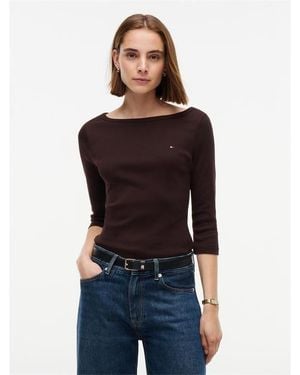 Tommy Hilfiger Cody Slim Boat Neck Long-Sleeve T-Shirt - Black