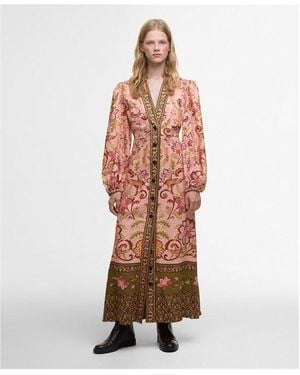BARBOUR X FARM RIO X Farm Rio Alice Long Sleeve Maxi Dress - Pink