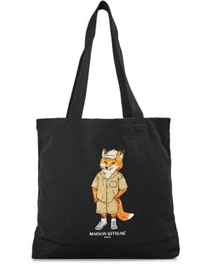 Maison Kitsuné Dressed Fox Tote Bag - Black