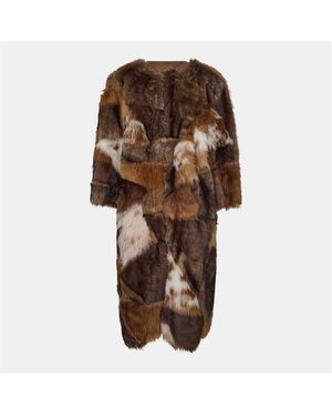 Prada Patchwork Textured Insulated Shearling Jacket - Brown