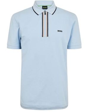 BOSS Short Sleeve Zip Polo Shirt (Philix) - Blue