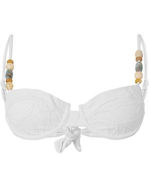 Devon Windsor Poppy Beaded Bikini Top - White