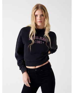 Guess Star Cropped Crew Sweatshirt - Blue